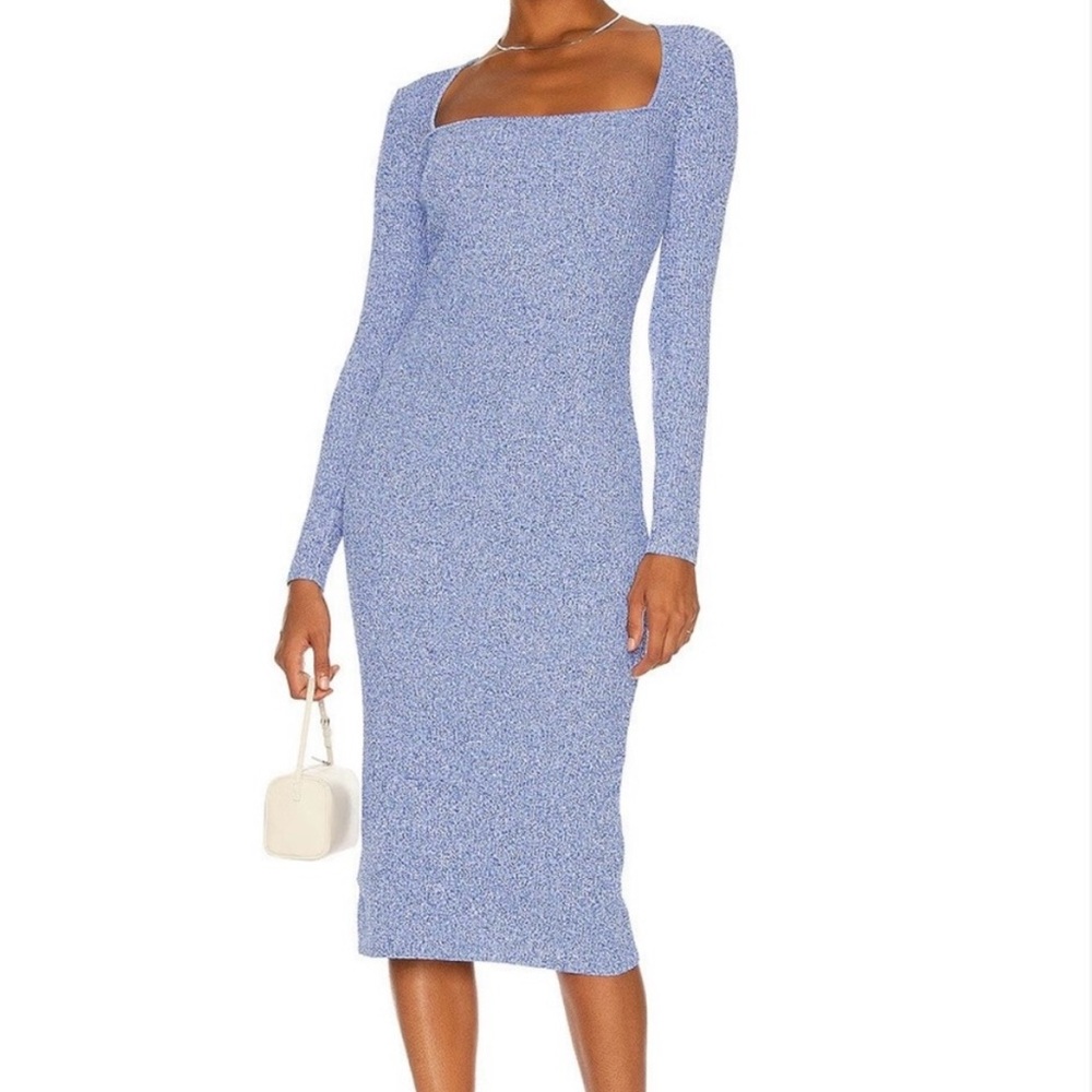Ganni Square Neck Long Sleeve Dress NWT